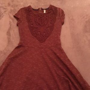 Maroon Marled Skater Dress